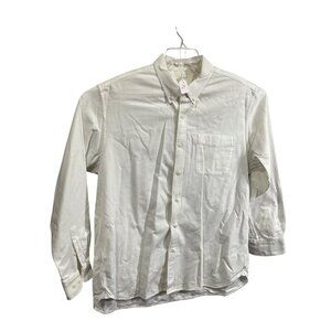 Muji White Button-Up Long-Sleeve Shirt With Pocket Mens Size M 100% Cotton